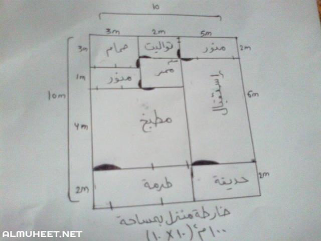 تصميم بيت شعبي ثلاث غرف 3