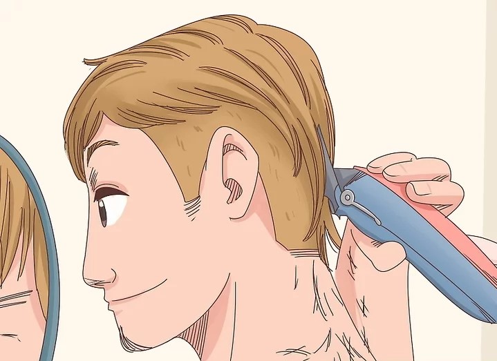 استخدم ماكينة الحلاقة على رقم صغير لحلق شعر أسفل العنق والجانبين