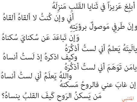 شعر المتنبي في الفراق