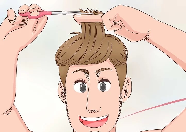 استخدم مقص تصفيف الشعر أعلى رأسك كيف تحلق رأسك بنفسك