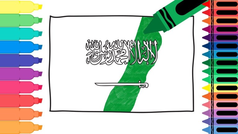 طريقة رسم علم السعودية للاطفال 1