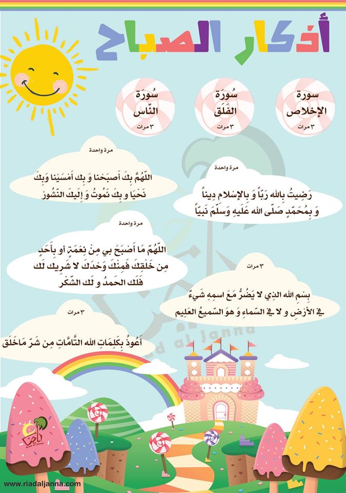 أذكار الصباح والمساء بالصور للأطفال ٣