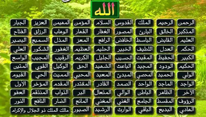 اسماء الله الحسنى 
