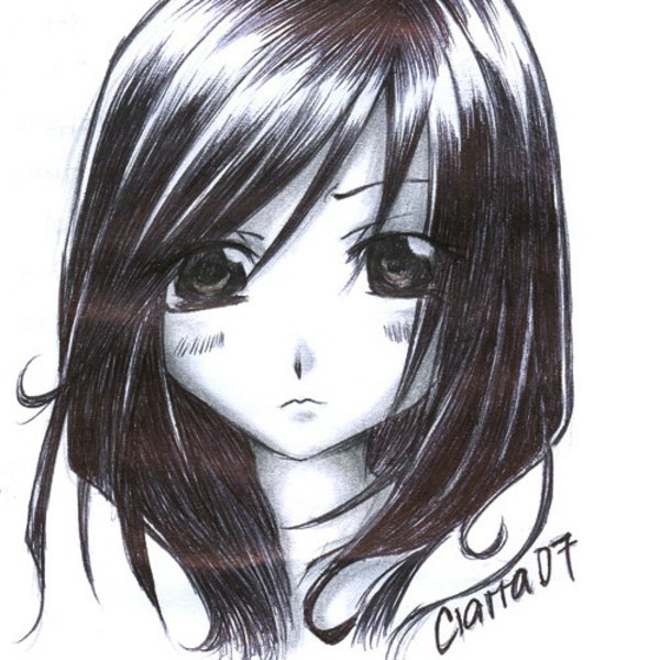 رسم انمي بنات بالرصاص سهل2