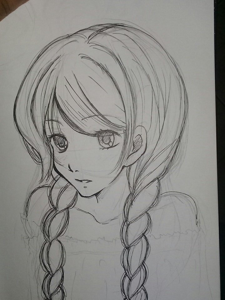رسم انمي بنات بالرصاص سهل4