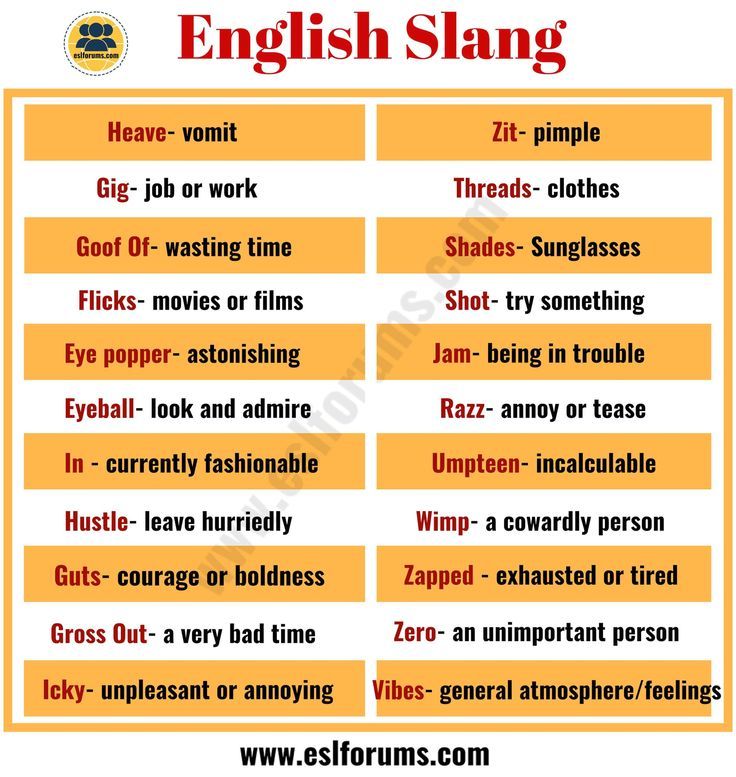 كلمات عامية بالانجليزي