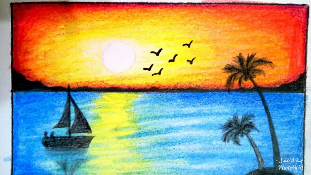رسم شمس وبحر 1