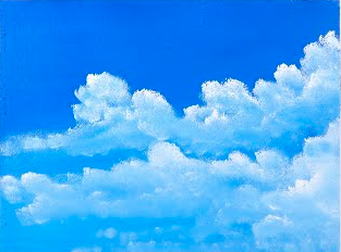 رسم غيوم بالاكريليك 1