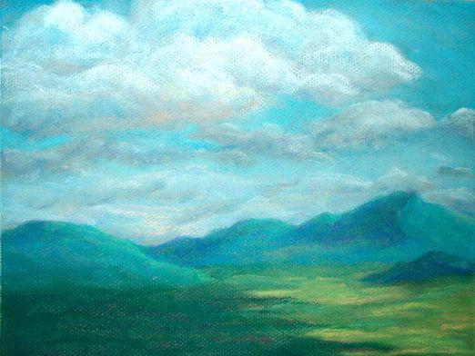 رسم غيوم بالاكريليك 5