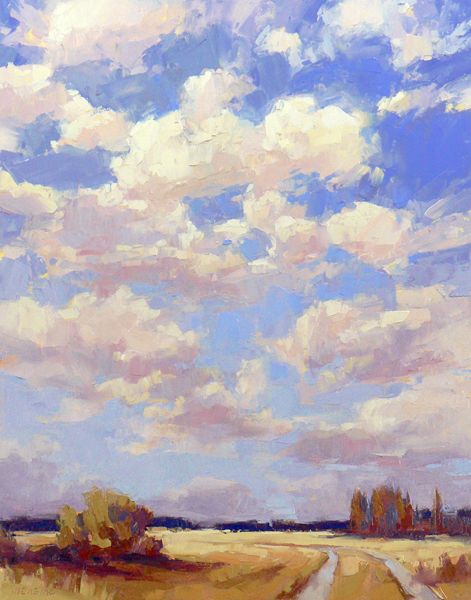 رسم غيوم بالاكريليك 6