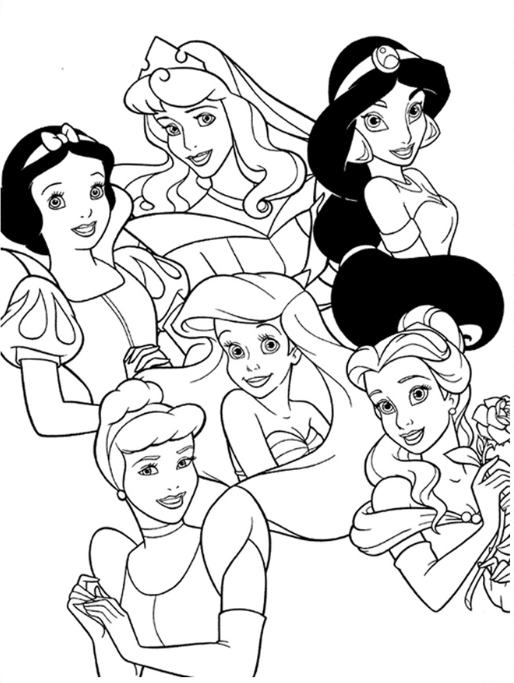 رسومات اميرات ديزني للتلوين 2
