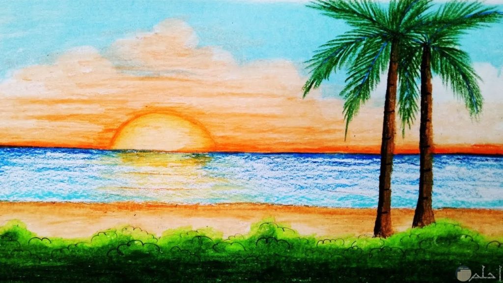 رسم شمس وبحر 3