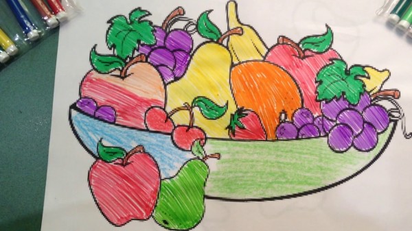رسم سلة فواكه 6