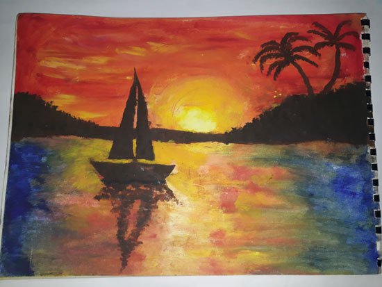 رسم شمس وبحر 6