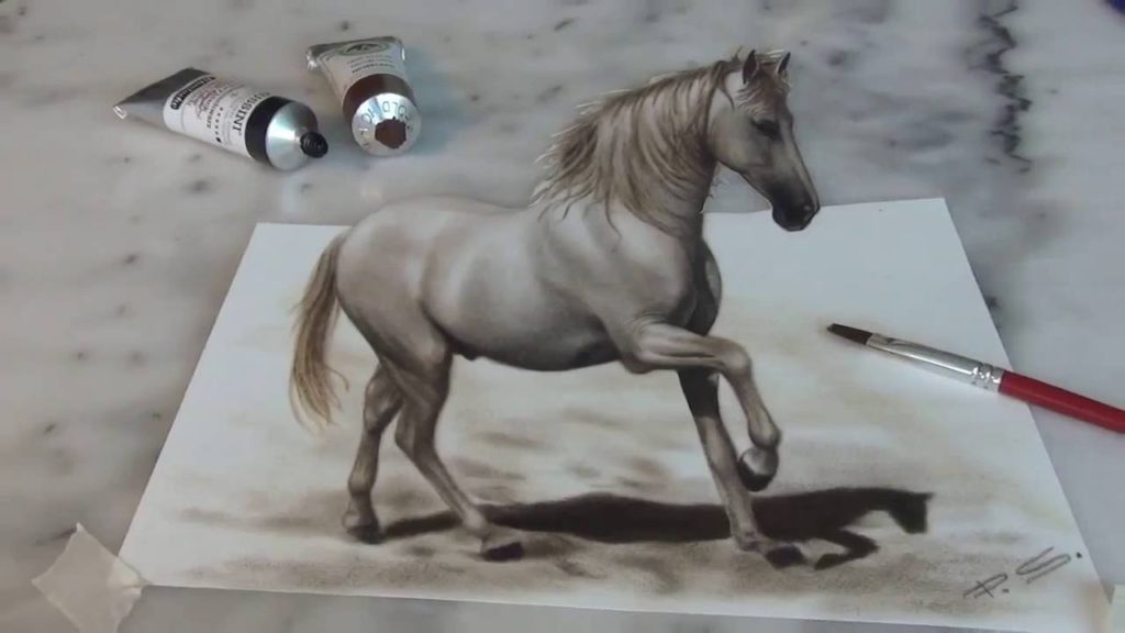 رسم حصان ثلاثي الأبعاد 1