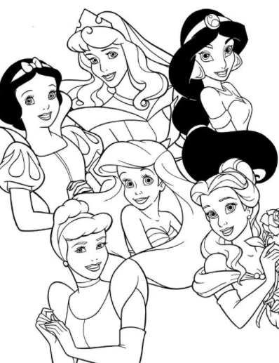 رسومات اميرات ديزني للتلوين 1