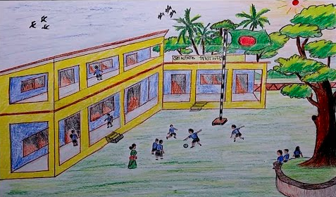 طريقة رسم فناء المدرسة 1