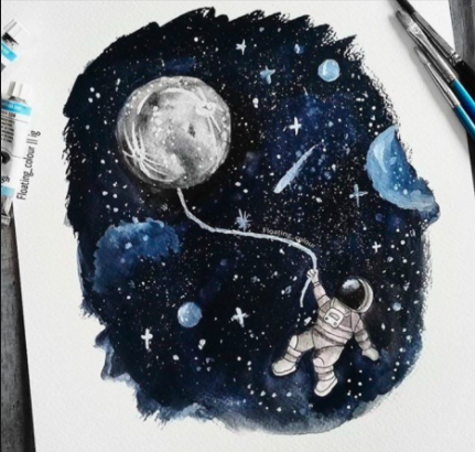 رسم قمر للاطفال 2
