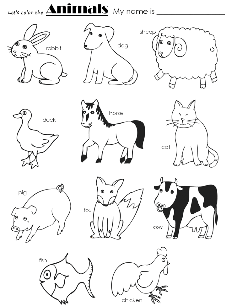 رسومات اطفال للتلوين حيوانات 1
