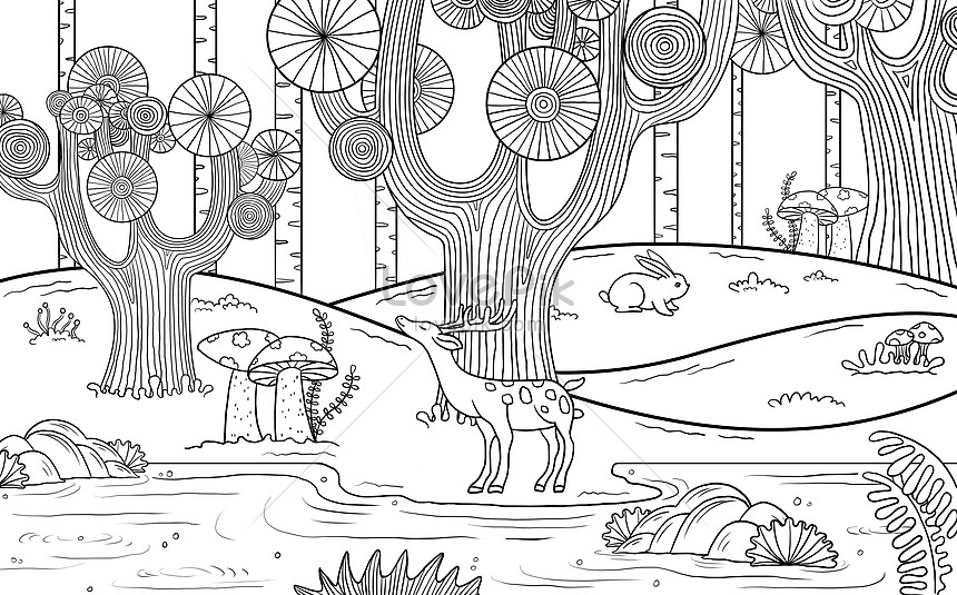 رسومات غابات للتلوين9