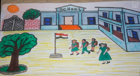 طريقة رسم فناء المدرسة 4