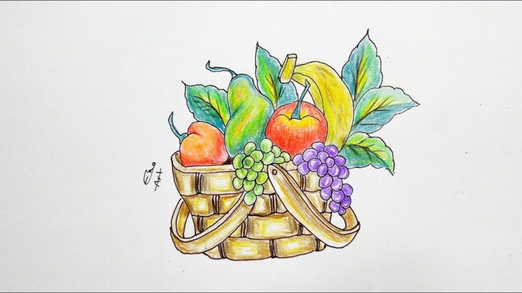 رسم سلة فواكه 6