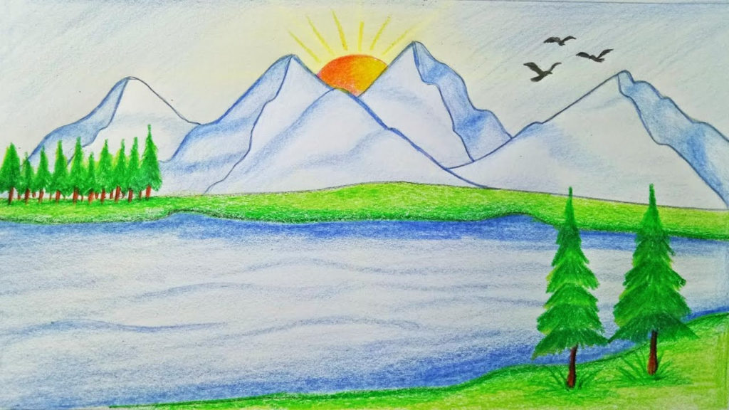 رسم بالالوان الباردة 3