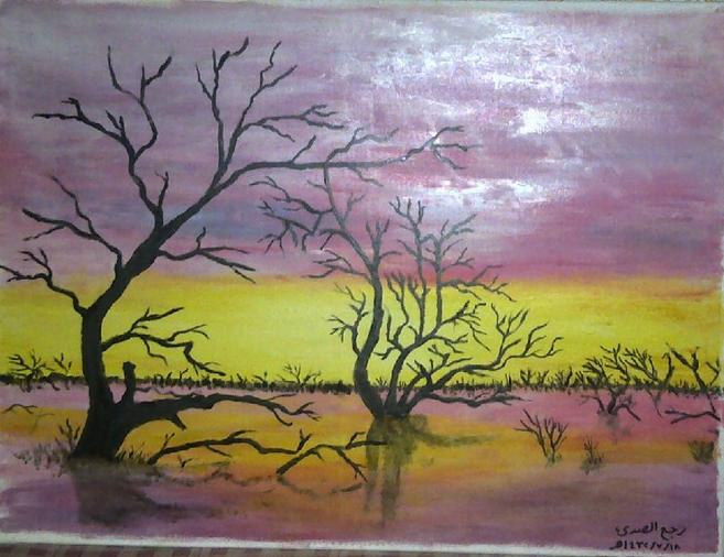 رسم بالالوان الباردة 4