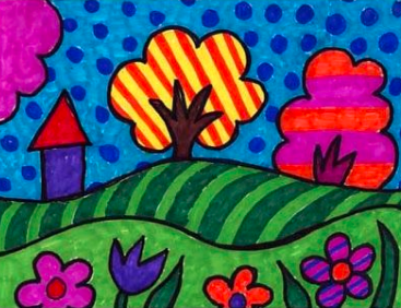رسم بالألوان الباردة والحارة 5