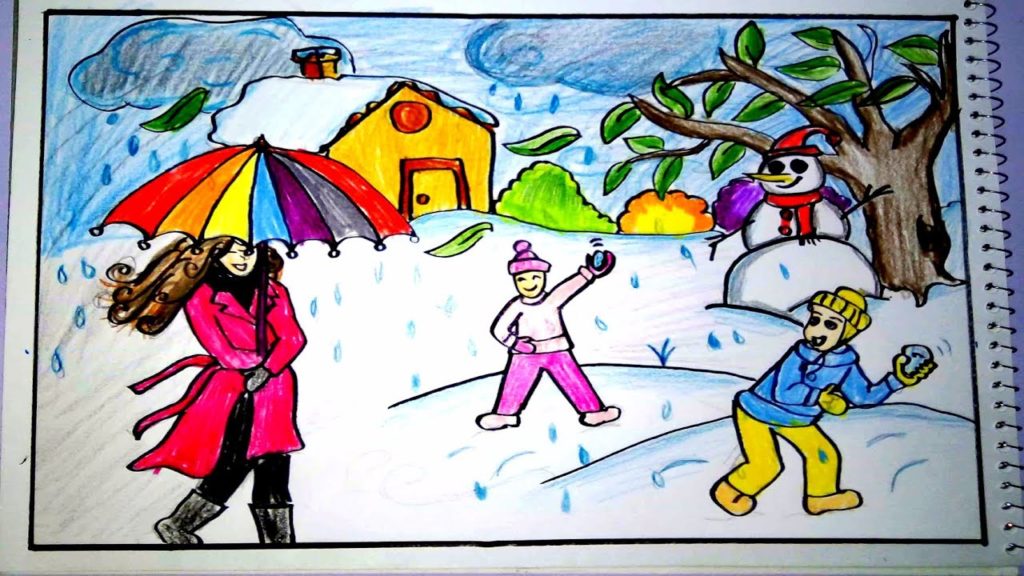 رسم فصل الشتاء بالرصاص 5