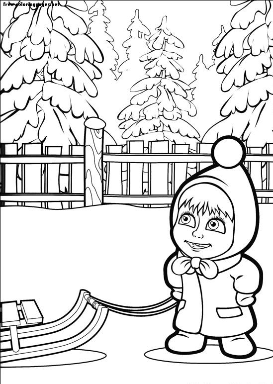 رسم ماشا للتلوين 5