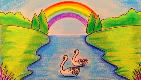 رسم منظر طبيعي بالالوان الساخنة 4