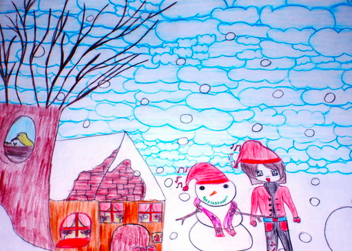 رسم فصل الشتاء بالرصاص 6