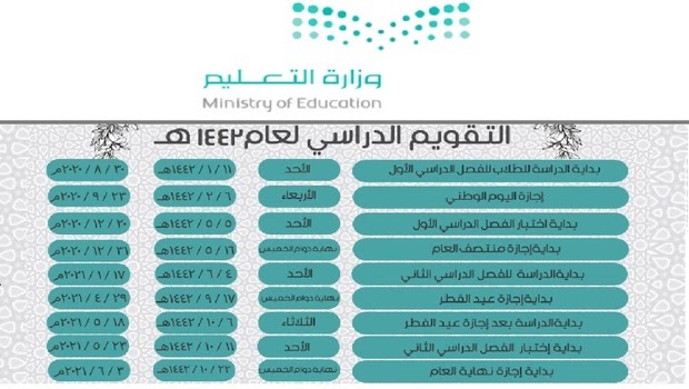 التقويم الدراسي لعام 1442