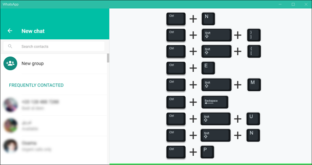 اختصارات لوحة المفاتيح واتساب ويب