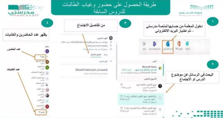 طريقة معرفة الحضور والغياب في منصة مدرستي