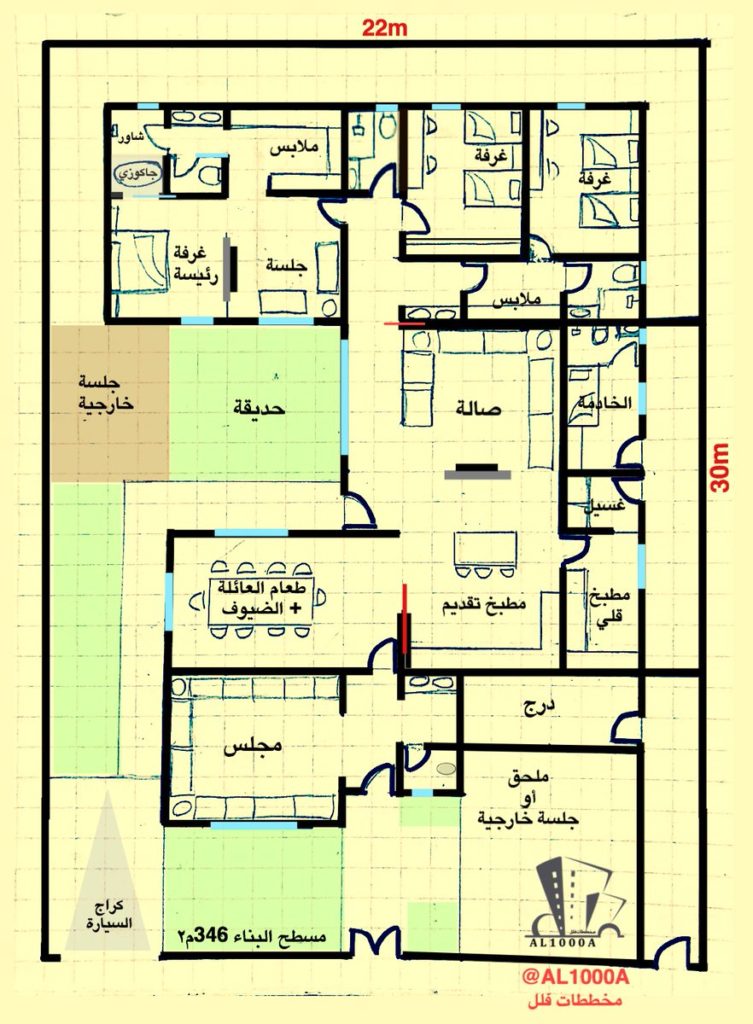 مخططات فلل سعودية دور واحد ٢