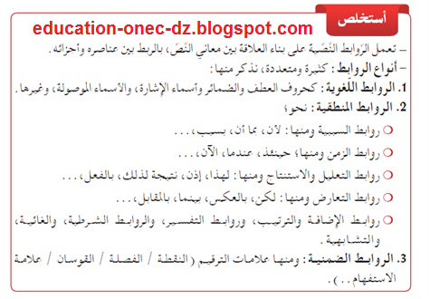أدوات الربط في اللغة العربية
