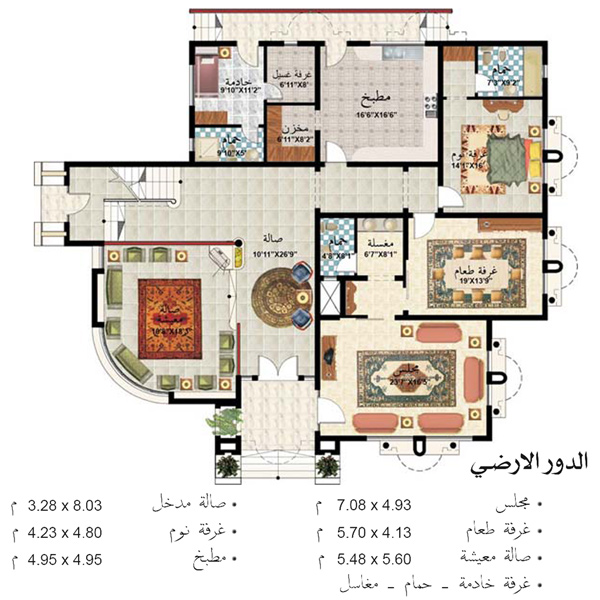 مخططات فلل سعودية دورين ٣