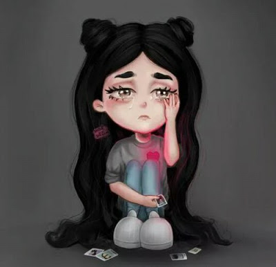 خلفيات بنات حزينة للواتس كرتون 1