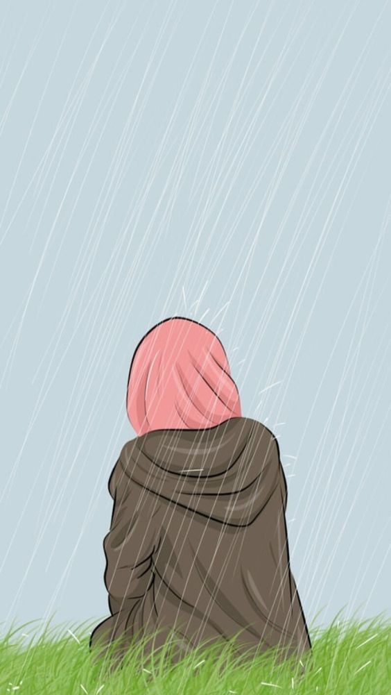 خلفيات واتس اب للبنات محجبات كرتون 1