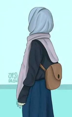 خلفيات واتس اب للبنات محجبات كرتون4