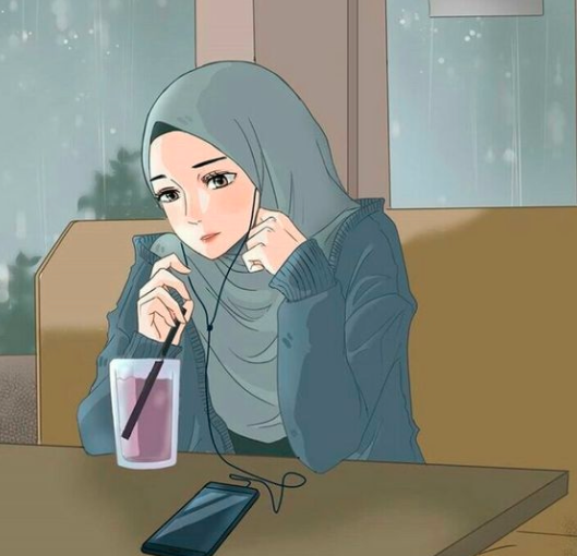 خلفيات واتس اب للبنات محجبات كرتون8