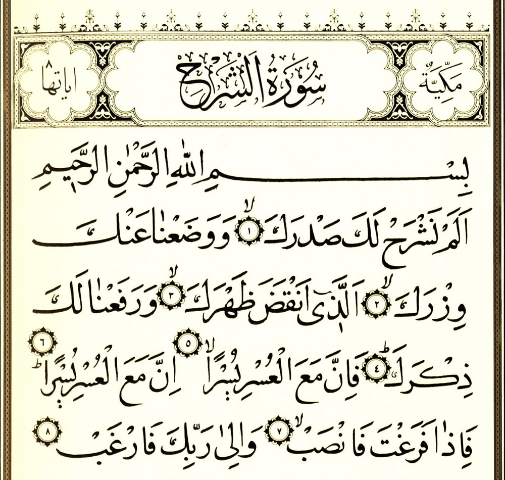 حكم تلاوة سورة الشرح 40 مرة