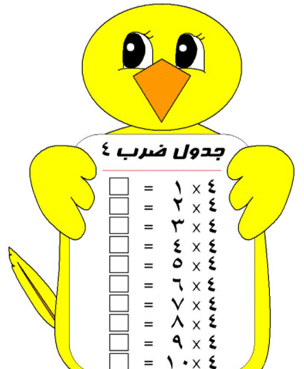 4جدول الضرب بالعربي