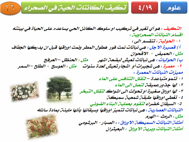 مطوية علوم ثالث ابتدائي التكيف1