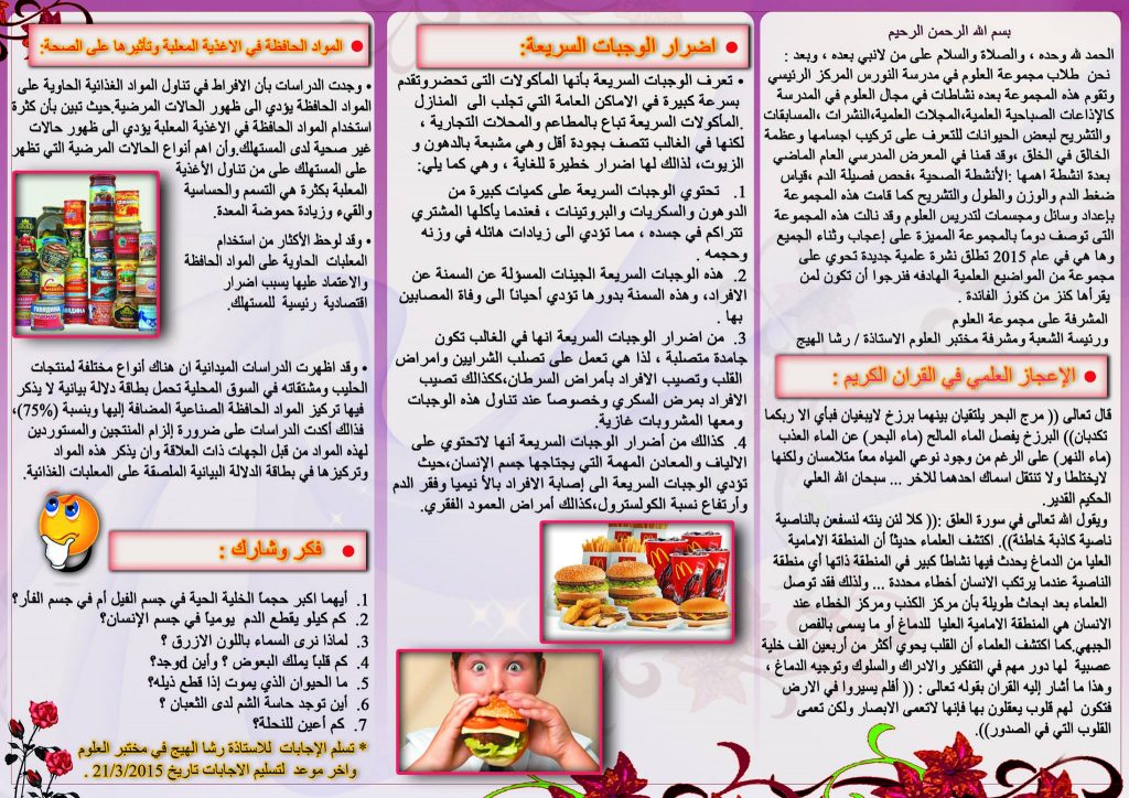 مطوية عن الوجبات السريعة2