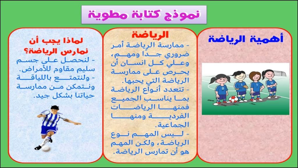 مطوية عن الرياضة للصف الثالث الابتدائي 1