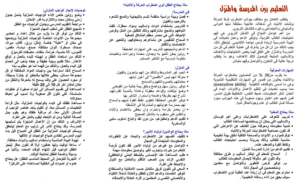 مطويات عن فرط الحركة وتشتت الانتباه 2