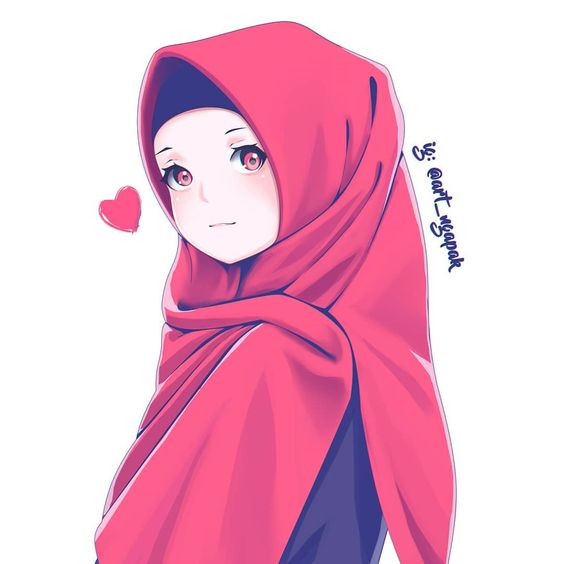 خلفيات واتس اب للبنات محجبات كرتون 6